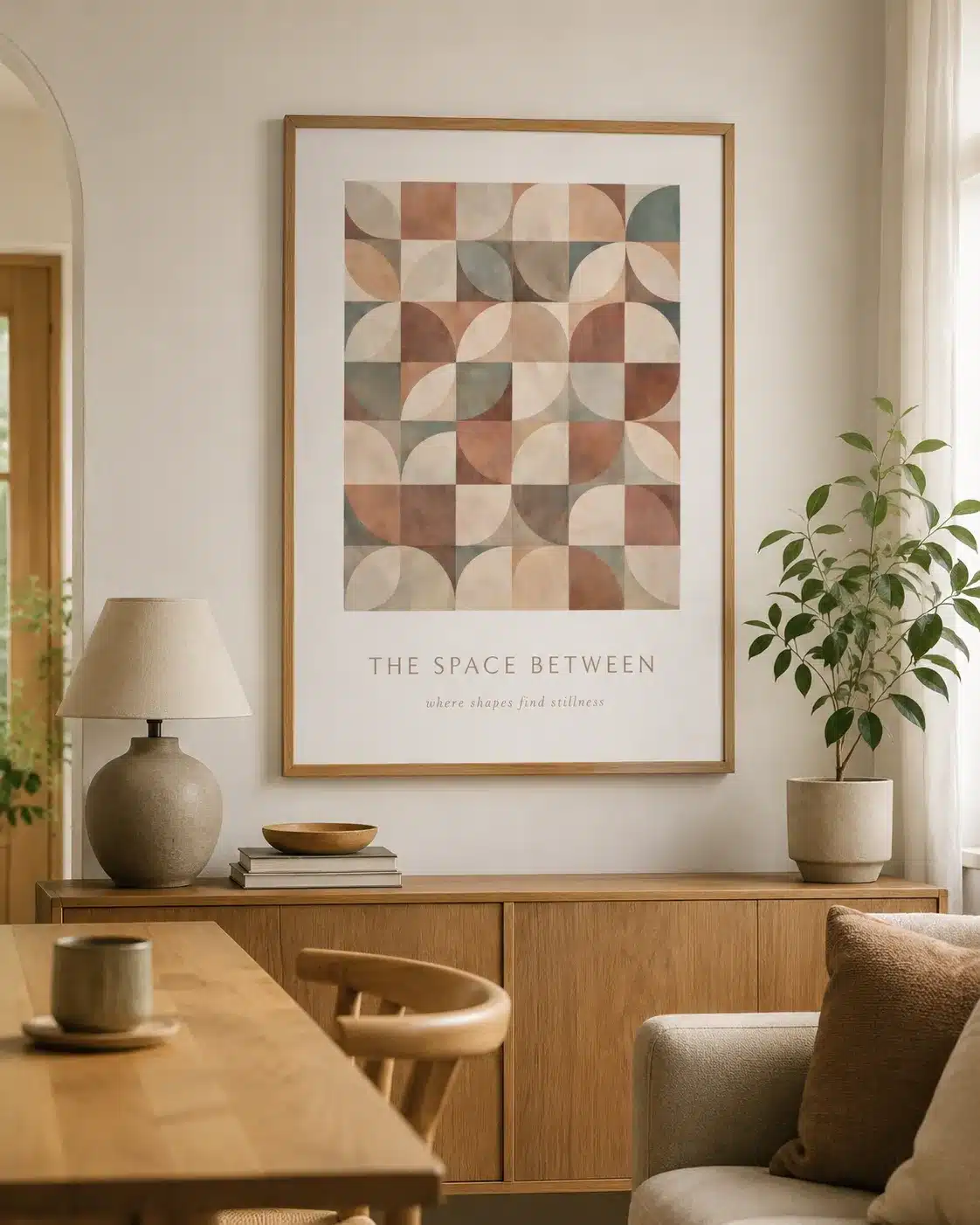 The Space Between plakat i moderne stue med spisebord
