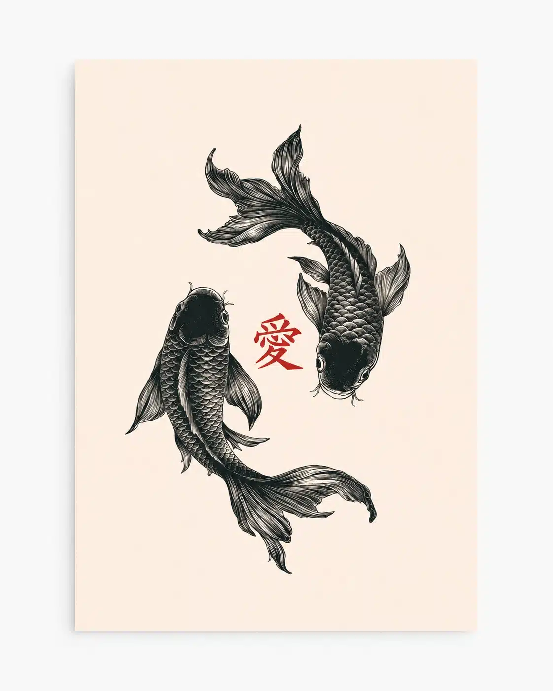 Yin Yang koi karper – Japansk kunstplakat