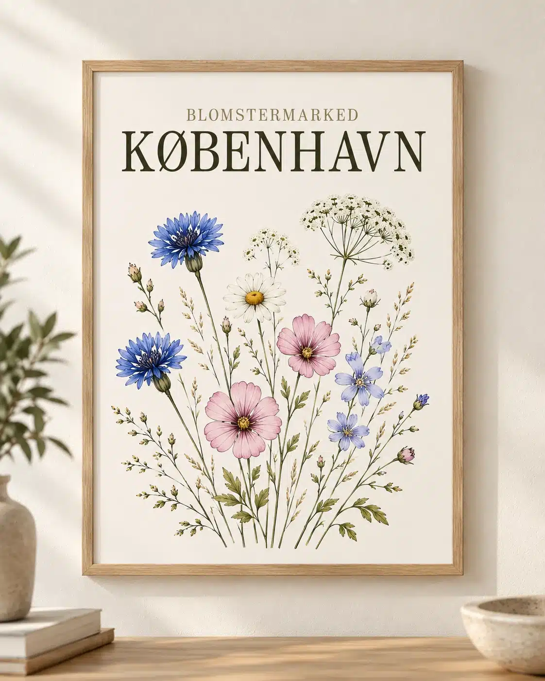 København Blomstermarked – Farverig blomsterplakat med blomster, København, blomstermarked