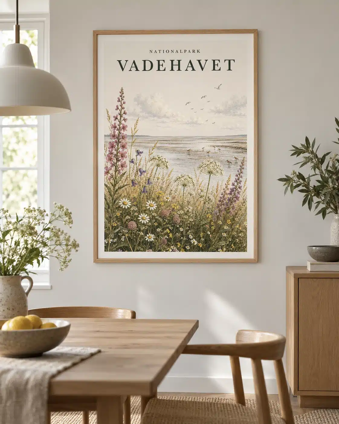 Dansk Vadehavet naturplakat med roligt landskabsmotiv