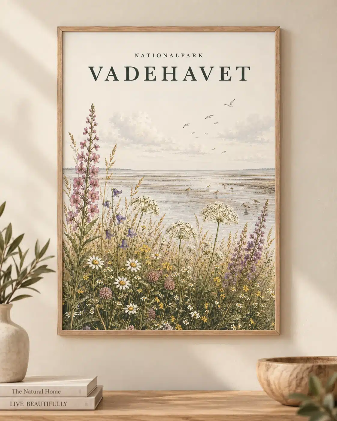 Vadehavet kunstplakat med dansk kystnatur og åbne vidder