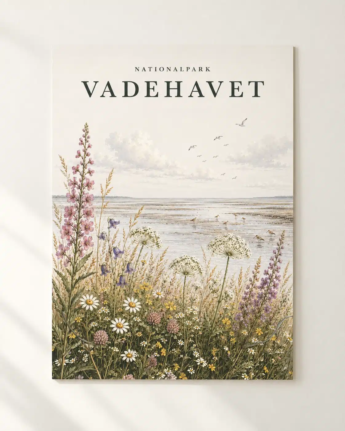 Nordisk landskabsplakat inspireret af Vadehavet og dansk natur