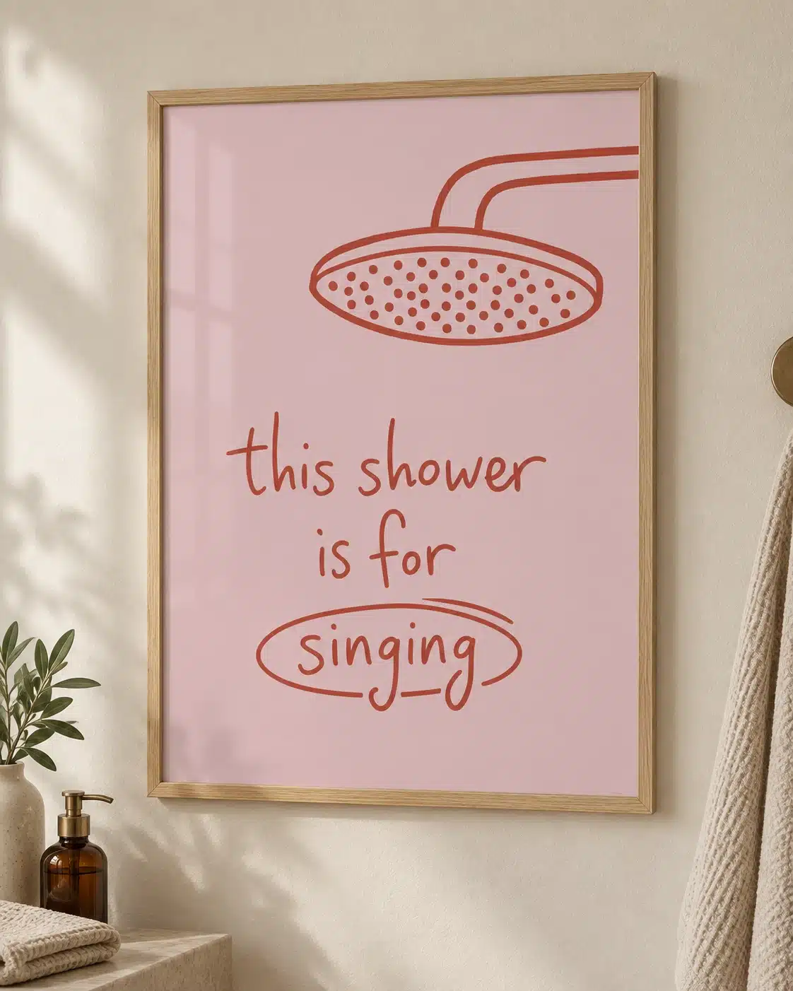 This Shower is for Singing plakat med grønt brusemotiv og tekst