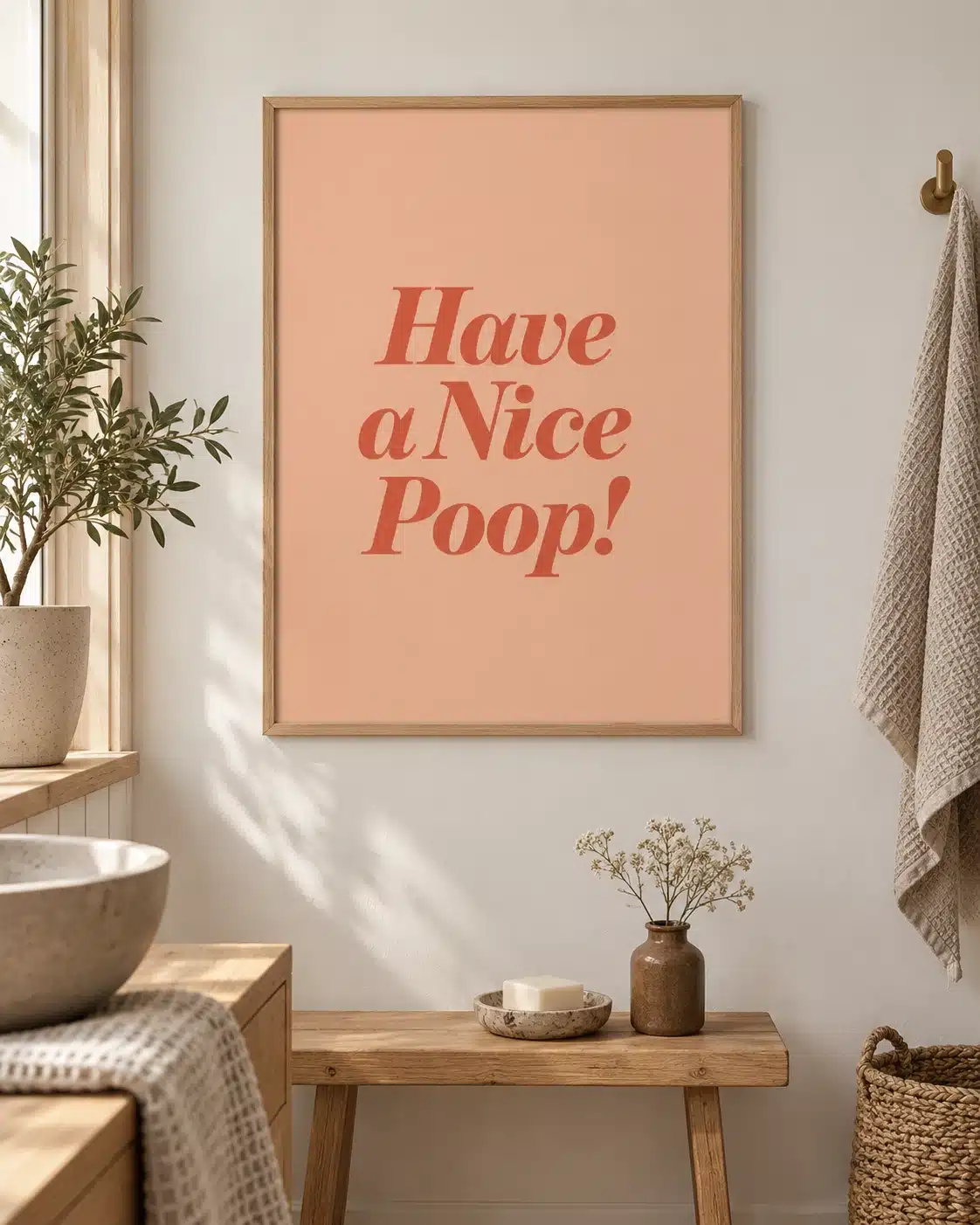 Sjov Have a Nice Poop plakat som vægkunst til badeværelset
