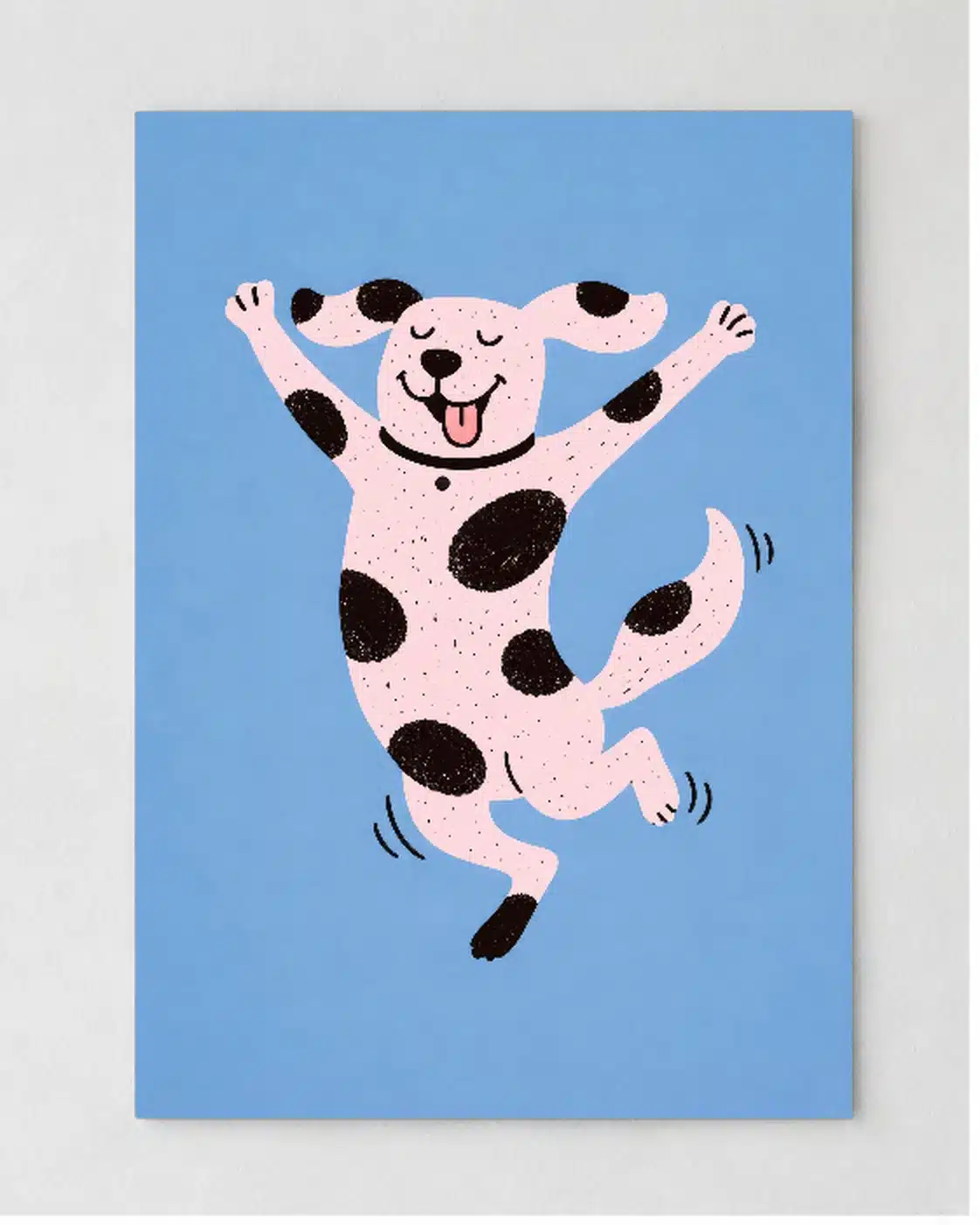 Dansende hund plakat med legende illustreret hundemotiv