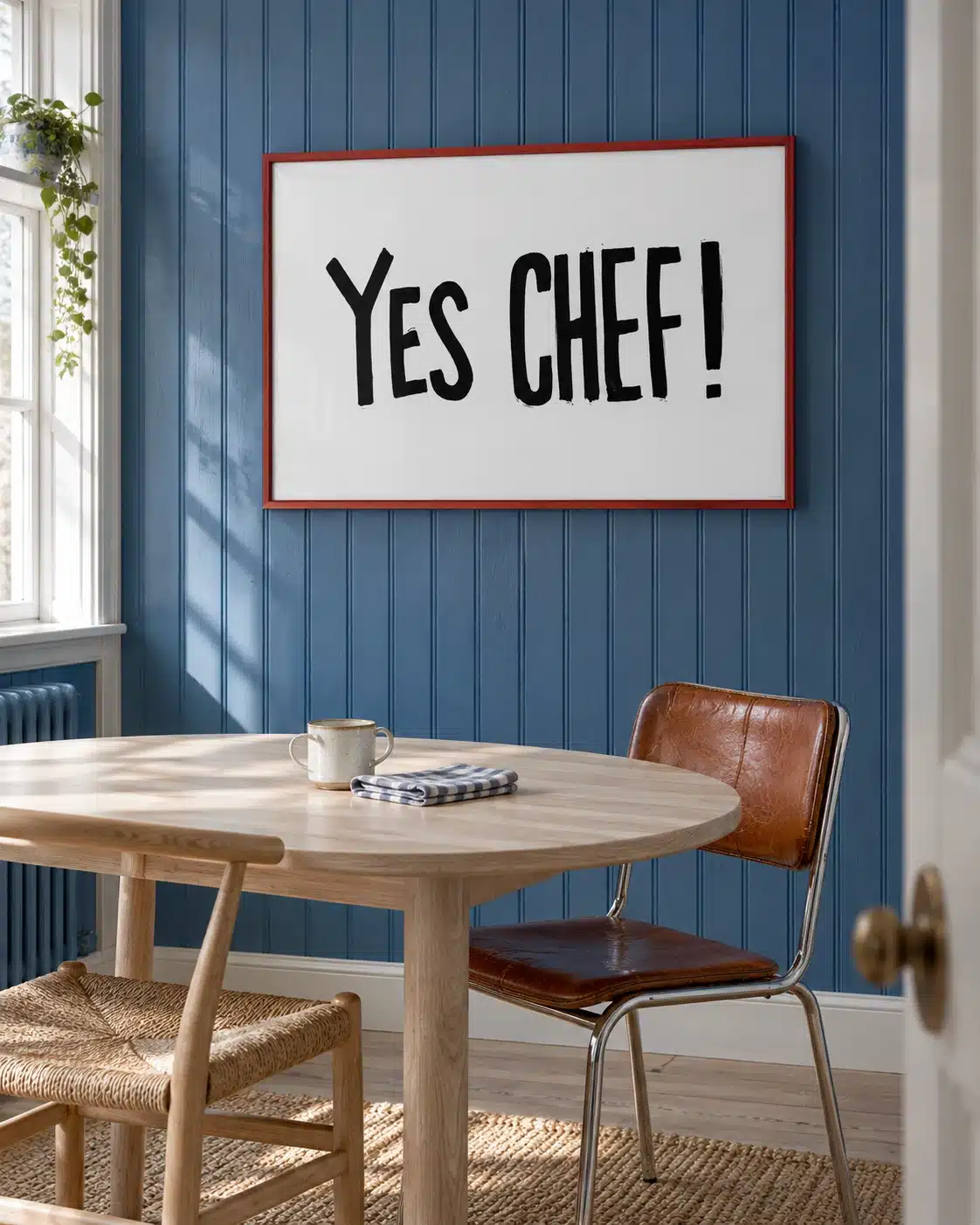 Sort-hvid Yes Chef plakat med store håndtegnede bogstaver